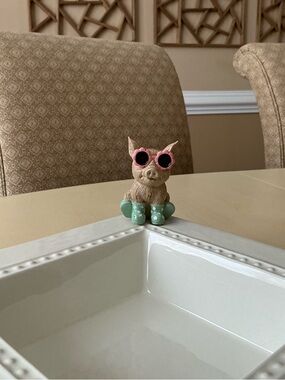 Summer Pig With Sunglasses and Rainboots Platter Decoration 🐷